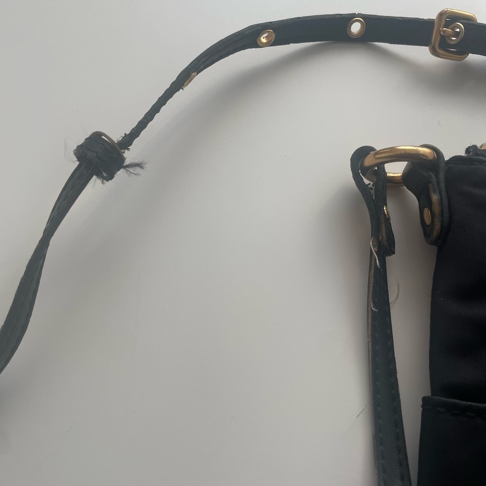 Black Nylon Crossbody Bag with Gold Accents - Picture 4 of 11